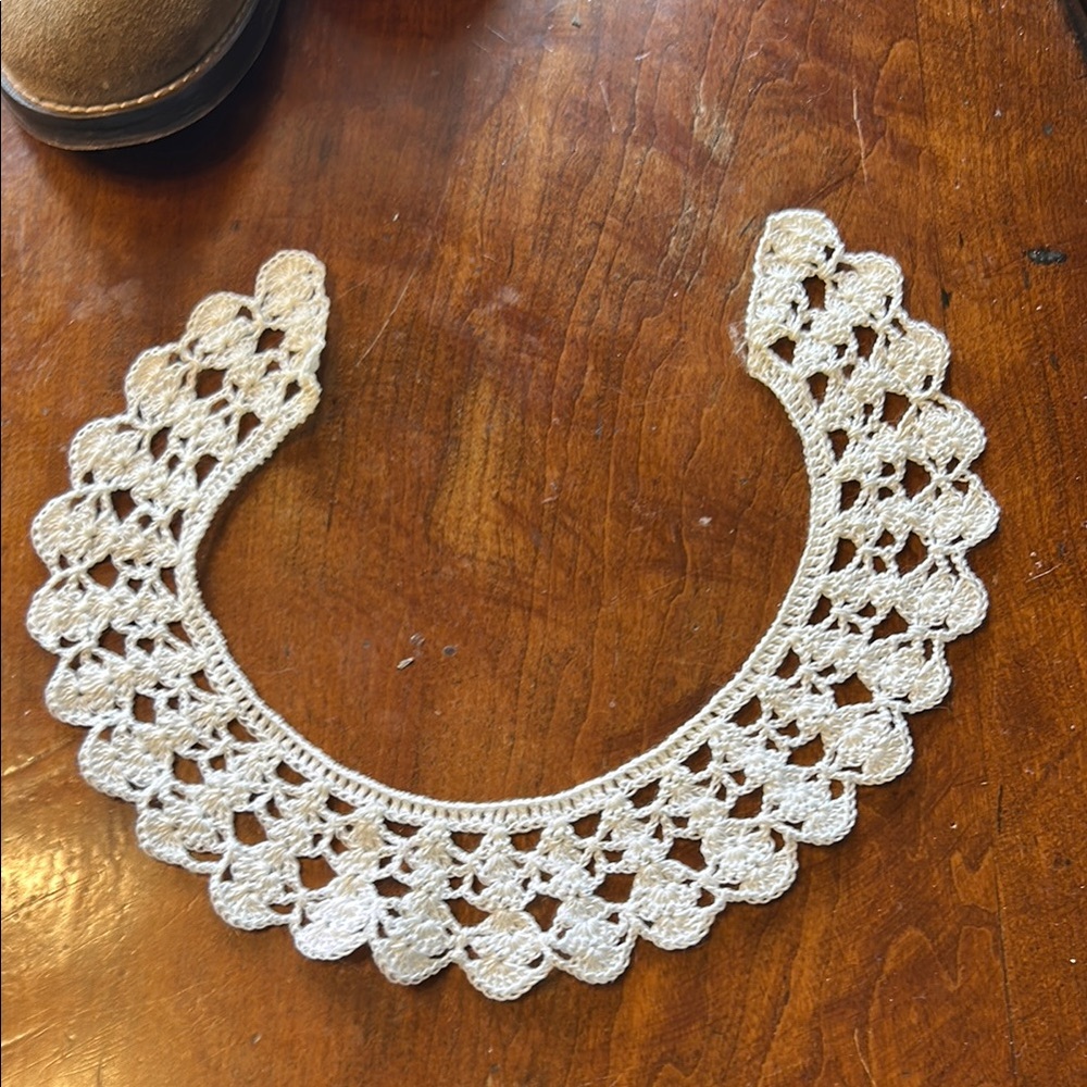 Handcrafted Cream, Crochet Collar Necklace